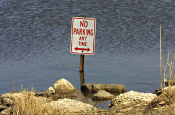 No parking sign in the water 